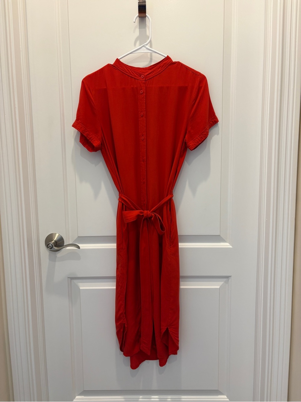 LOFT red midi shirtdress with tie